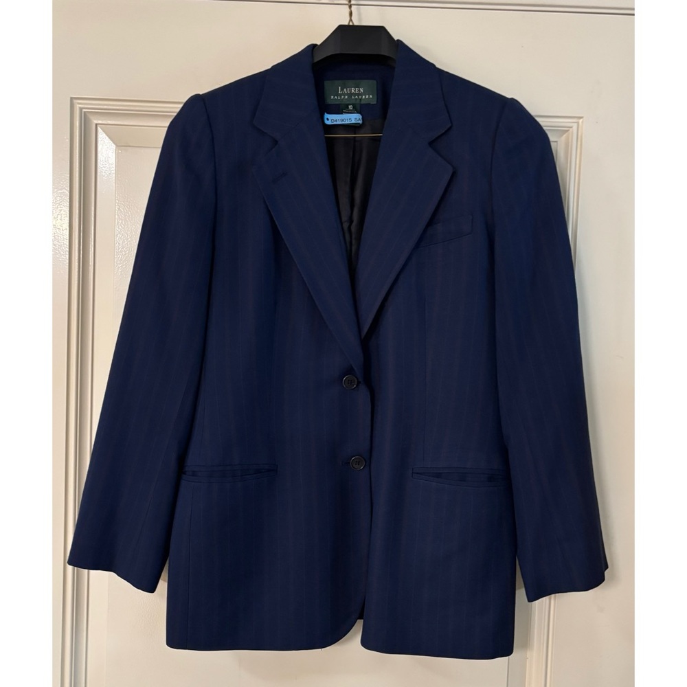 Lauren Ralph Lauren Classic Blue Blazer with stripes.